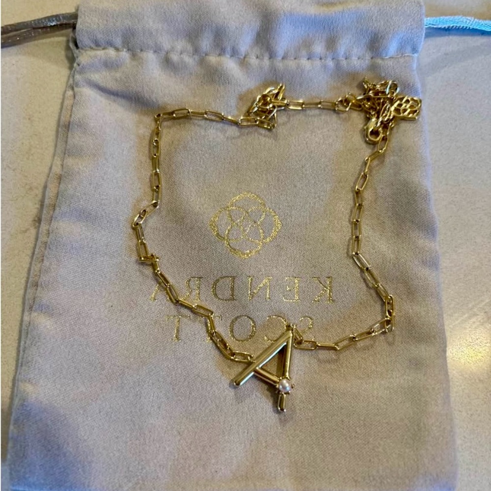 Kendra Scott Gold 'A' Initial Necklace - Picture 2 of 2